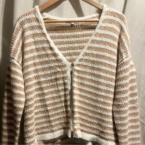 Madewell Cream and Tan Striped Cardigan